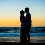 silhouette, beach, pregnant